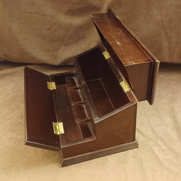 VTG Bombay Company Wooden Step Chest Desk Top Organizer Box - Picture 2 of 6